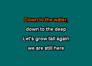 Down to the water,

down to the deep

Let's grow tall again

we are still here