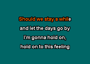 Should we stay a while
and let the days go by

Pm gonna hold on,

hold on to this feeling