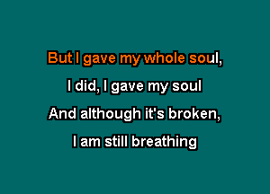 Butl gave my whole soul,

ldid, I gave my soul

And although it's broken,

I am still breathing