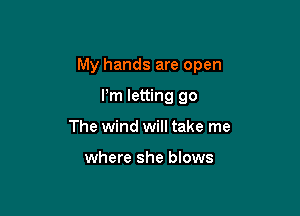 My hands are open

Pm letting go
The wind will take me

where she blows