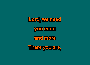 Lord, we need
you more

and more

There you are,