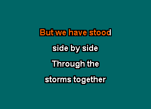 But we have stood
side by side
Through the

storms together