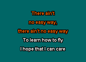 There ain't

no easy way,

there ain't no easy way

To learn how to fly

lhope that! can care