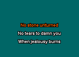 No stone unturned

No tears to damn you

When jealousy burns