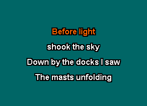 Before light
shook the sky

Down by the docks I saw

The masts unfolding