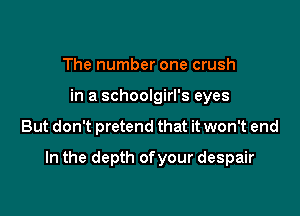 The number one crush
in a schoolgirl's eyes

But don't pretend that it won't end

In the depth ofyour despair