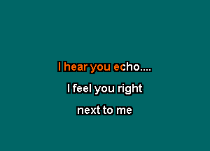 lhear you echo....

lfeel you right

next to me