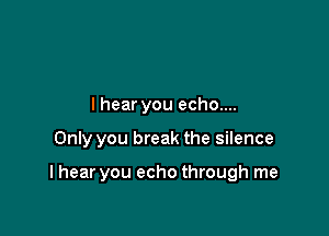 lhear you echo...

Only you break the silence

I hear you echo through me