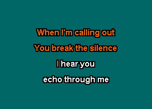 When I'm calling out

You break the silence
I hear you

echo through me