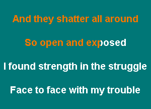 And they shatter all around
So open and exposed
I found strength in the struggle

Face to face with my trouble