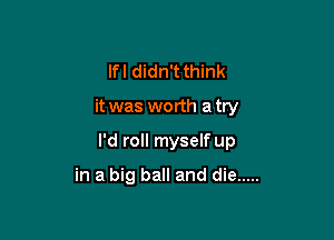 Ifl didn't think
it was worth a try

I'd roll myself up

in a big ball and die .....