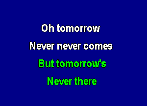 0h tomorrow
Never never comes

But tomorrow's

Never there