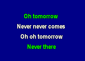0h tomorrow

Never never comes

Oh oh tomorrow
Never there