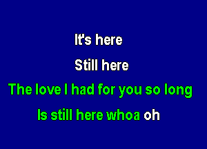 It's here
Still here

The love I had for you so long

ls still here whoa oh