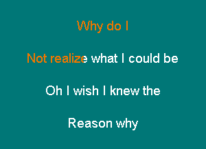 Why do I
Not realize what I could be

Oh I wish I knew the

Reason why