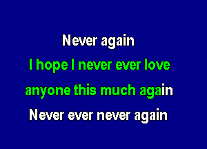 Never again
I hope I never ever love

anyone this much again

Never ever never again