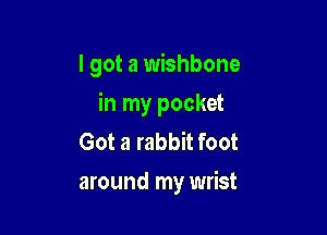 I got a wishbone

in my pocket

Got a rabbit foot
around my wrist