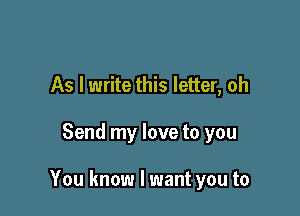As I write this letter, oh

Send my love to you

You know I want you to