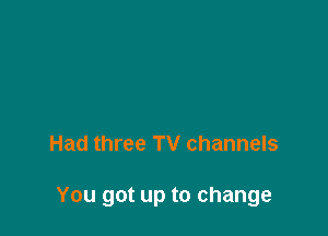 Had three TV channels

You got up to change