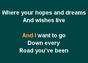 Where your hopes and dreams
And wishes live

And I want to go
Down every
Road you've been