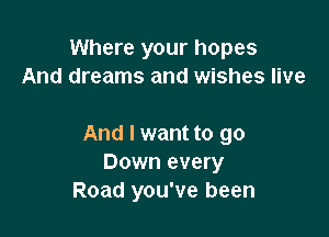 Where your hopes
And dreams and wishes live

And I want to go
Down every
Road you've been