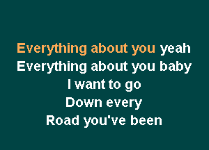 Everything about you yeah
Everything about you baby

I want to go
Down every
Road you've been