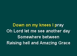 Down on my knees I pray

Oh Lord let me see another day
Somewhere between
Raising hell and Amazing Grace