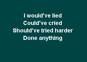 I would've lied
Could've cried
Should've tried harder

Done anything