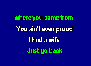 where you came from

You ain't even proud

I had a wife
Just go back