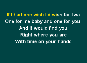 Ifl had one wish I'd wish for two
One for me baby and one for you
And it would fund you

Right where you are
With time on your hands