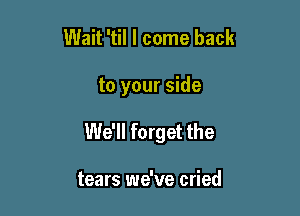 Wait 'til I come back

to your side

We'll forget the

tears we've cried