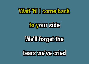 Wait 'til I come back

to your side

We'll forget the

tears we've cried