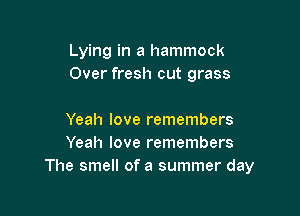 Lying in a hammock
Over fresh cut grass

Yeah love remembers
Yeah love remembers
The smell of a summer day