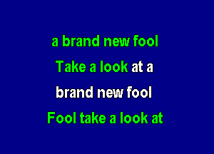 a brand new fool
Take a look at a
brand new fool

Fool take a look at