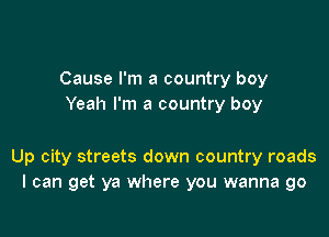 Cause I'm a country boy
Yeah I'm a country boy

Up city streets down country roads
I can get ya where you wanna go