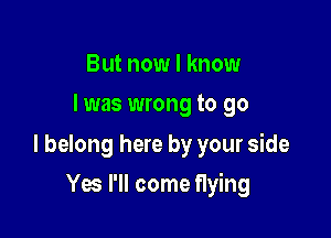 But now I know
I was wrong to go

I belong here by your side

Yes I'll come flying