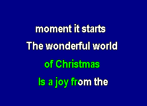 moment it starts
The wonderful world

of Christmas

Is a joy from the