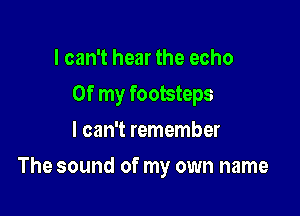 I can't hear the echo
Of my footsteps
I can't remember

The sound of my own name