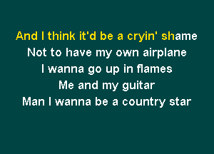 And I think it'd be a cryin' shame
Not to have my own airplane
lwanna go up in flames

Me and my guitar
Man I wanna be a country star
