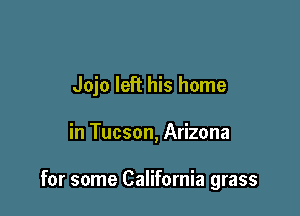 Jojo left his home

in Tucson, Arizona

for some California grass