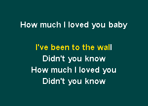 How much I loved you baby

I've been to the wall
Didn't you know
How much I loved you
Didn't you know