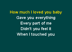 How much I loved you baby
Gave you everything
Every part of me

Didn't you feel it
When I touched you