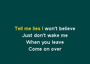 Tell me lies I won't believe

Just don't wake me
When you leave
Come on over
