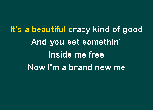 It's a beautiful crazy kind of good
And you set somethiw

Inside me free
Now I'm a brand new me