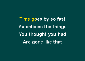 Time goes by so fast

Sometimes the things

You thought you had
Are gone like that