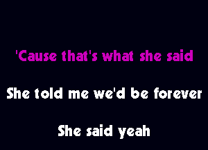 She told me we'd be forever

She said yeah