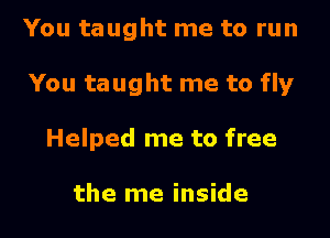 You taught me to run

You taught me to fly

Helped me to free

the me inside