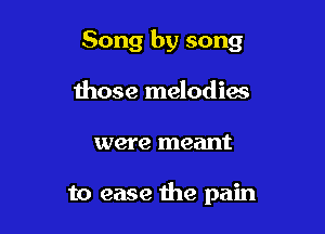 Song by song

those melodies
were meant

to ease the pain