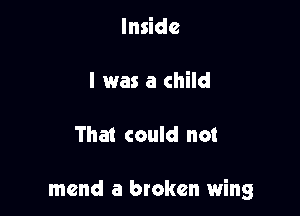 Inside

I was a child

That could not

mend a broken wing