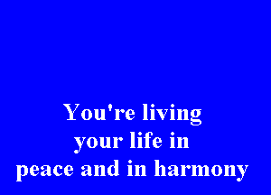 You're living
your life in
peace and in harmony